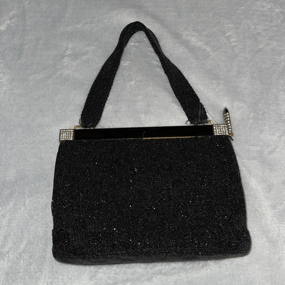 Antique Black beaded evening bag